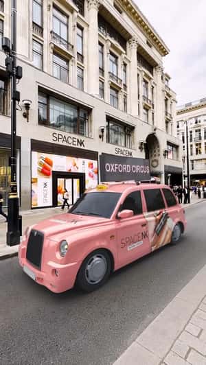 Cars Parade Oxford Street in a fake-out-of-home ad of Space NK