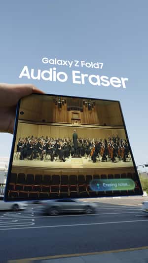 Giant Phone Unfolds at Sejong Center in a fake-out-of-home ad of Samsung