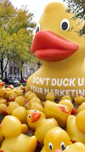 Giant Rubber Duck in fake-out-of-home ad of Semrush