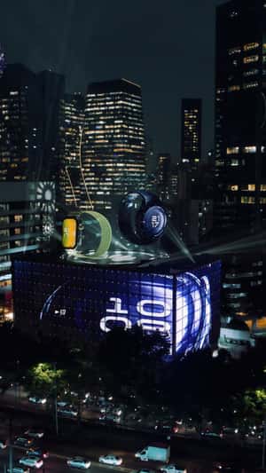 Giant Smartwatches Soar Over São Paulo in a fake-out-of-home ad of Huawei