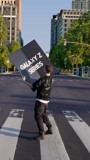 Street Folds as Giant Phone Folds in a fake-out-of-home ad of Samsung