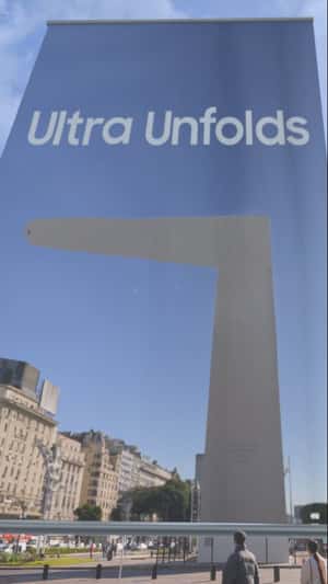 Giant Installation Reveals Bent Obelisk in a fake-out-of-home ad of Samsung