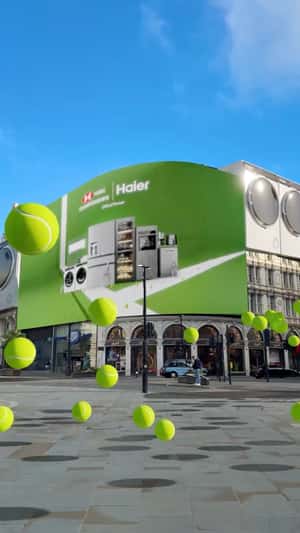 Giant Appliances Installations at Picadilly Circus in a fake-out-of-home ad of Haier
