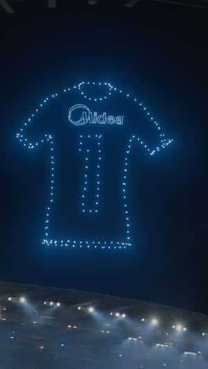 LED Scoreboard Animates Glowing Shirt in a fake-out-of-home ad of Midea