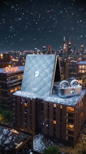 Crystals Reveal "Razr" and "Moto Buds" in a fake-out-of-home ad of Motorola