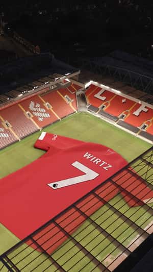 Giant Jerseys at Anfield Stadium in a fake-out-of-home ad of Liverpool Football Club
