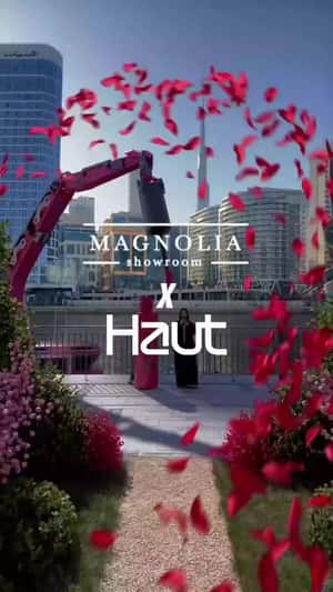 Giant Pink Lipstick Lifted by Crane in a fake-out-of-home ad of Magnolia Showroom