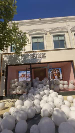 Balls Overflow from Store in a fake-out-of-home ad of Victoria Secret PINK 