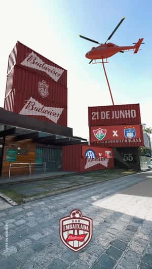 Boxcar Stack on Roof in a fake-out-of-home ad of +55 Bar