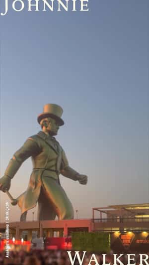 Giant Man at Release Athens in a fake-out-of-home ad of Johnnie Walker