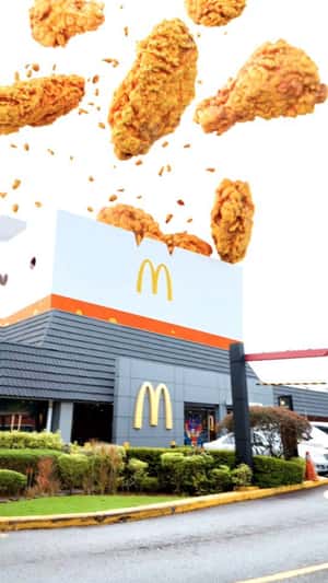 Giant Chicken McCrispy in the Air in a fake-out-of-home ad of McDonald's
