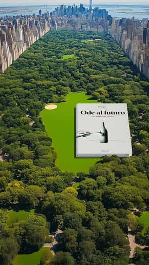 Giant Book in Central Park in a fake-out-of-home ad of Pasqua Wines