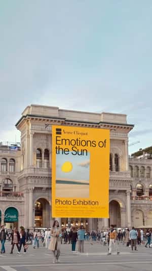 Banners Unveiled in Milan in a fake-out-of-home ad of Veuve Clicquot 