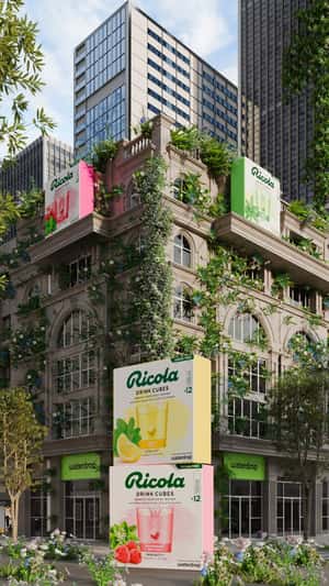 Ricola Boxes Delivered by Parachutes in a fake-out-of-home ad of Waterdrop 
