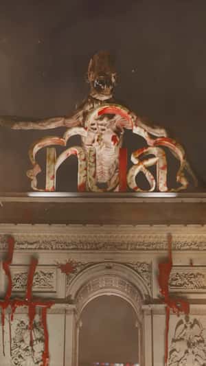 Giant Monster on Arc de Triomphe in a fake-out-of-home ad of Nua