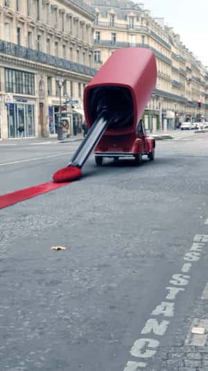 Lipstick Marks Street Red in Paris in fake-out-of-home ad of L'Oréal Groupe