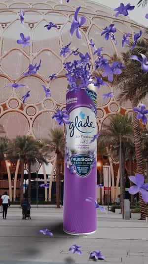Giant Aerosol at Wasl Dome in a fake-out-of-home ad of Glade