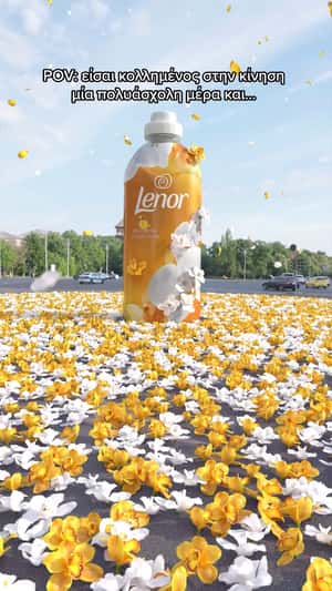 Giant Bottle Lands on Road in a fake-out-of-home ad of Lenor