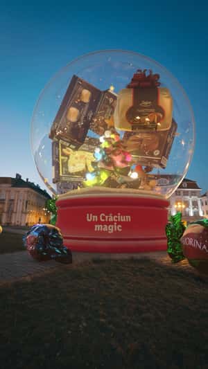 Giant Snow Globe of Sweets at CEC Palace in a fake-out-of-home ad of Lidl