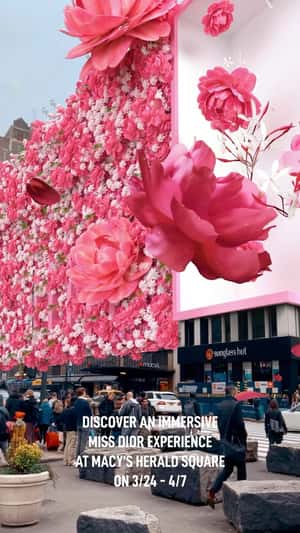 Flowers Installation on Facade in a fake-out-of-home ad of Macy's