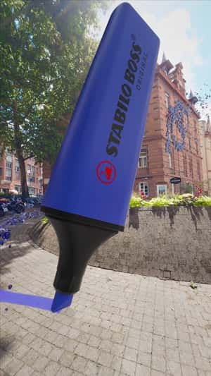 Giant Highlighter at Stabilo HQ in a fake-out-of-home ad of Stabilo