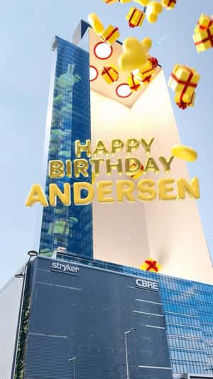 Giant Gifts Pop Out from Building Facade in a fake-out-of-home ad of Andersen 