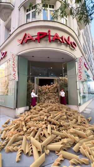 Giant Pasta Overflow in Streets in Fake-Out-of-Home Ad of Vapiano