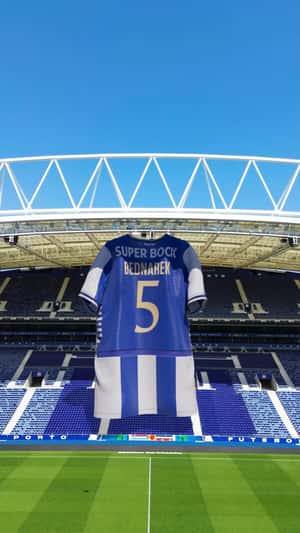 Giant Jersey Hangs in Stadium in a fake-out-of-home ad of FC Porto