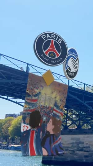 Giant Jersey Banner Unveiled at Pont des Arts in a fake-out-of-home ad of PSG