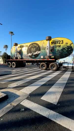Giant Skateboard on Trailer Truck in a fake-out-of-home ad of SLS