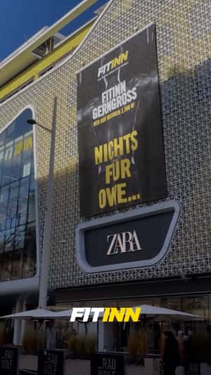 Giant Banner Unveils New Gym at Gerngross in a fake-out-of-home ad of FITINN 
