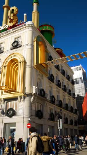 Flying Christmas Train in a fake-out-of-home ad of El Corte Inglés