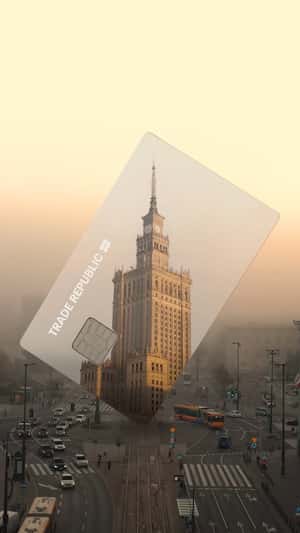 Massive Card at Warsaw Crossing in a fake-out-of-home ad of Trade Republic 