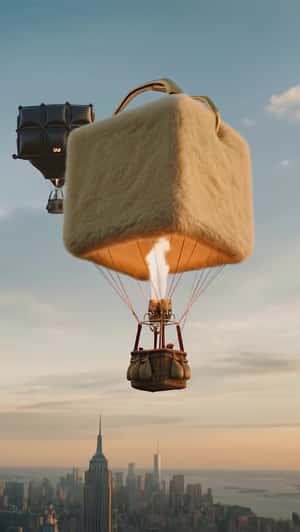 Giant Bags as Hot Air Balloons in a fake-out-of-home ad of Cult Gaia 
