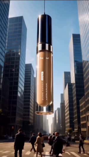 Giant Skin Corrector Hanging Mid-Street in a fake-out-of-home ad of Oriflame