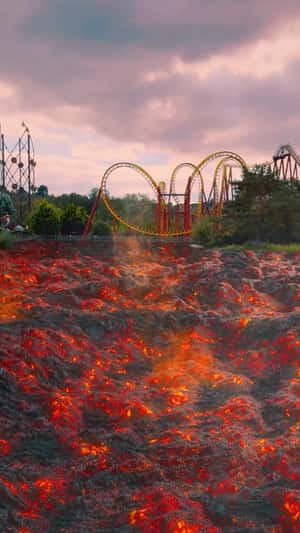 Grand Lake Turns into Lava in a fake-out-of-home ad of Parc Astérix 