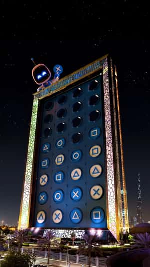 Giant Connect 4 Installation at Dubai Frame in a fake-out-of-home ad of PlayStation 