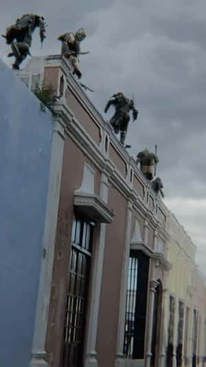 "Orcs" on Rooftop in a fake-out-of-home ad of Prime Video 