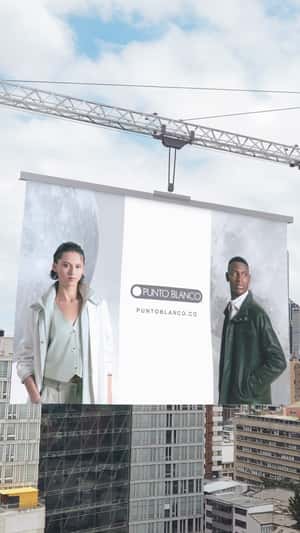 Massive Banner on Tower Crane in a fake-out-of-home ad of Punto Blanco 