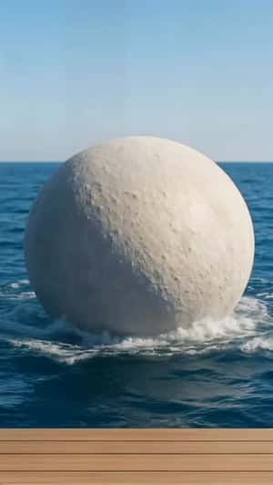 Moon Floats in Water in a fake-out-of-home ad of Punto Blanco 