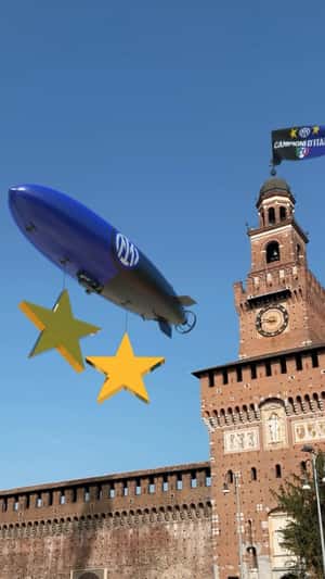 Airship Delivers Two Golden Stars in fake-out-of-home ad of Inter