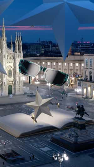 Giant Books at Piazza del Duomo in a in a fake-out-of-home ad of Salmoiraghi & Viganò