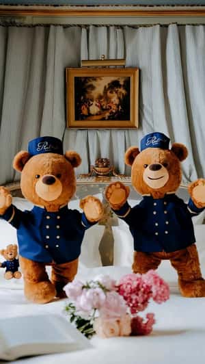 Ritzy Bears Tour Ritz Paris in a fake-out-of-home ad of TravelAsk