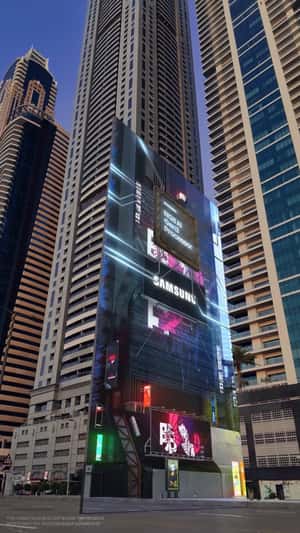 Giant Processor Installation on the Road in a fake-out-of-home ad of Samsung