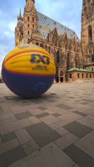  Giant Basketball Rolls Through Vienna in a fake-out-of-home ad of 3x3 Vienna