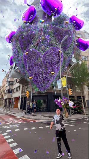 Massive Flower Heart Arrangement in a fake-out-of-home ad of Araik Galstyan 