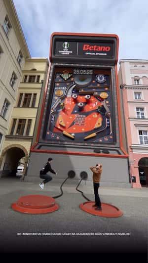 Massive Interactive Pinball Machine on Facade in a fake-out-of-home of Betano