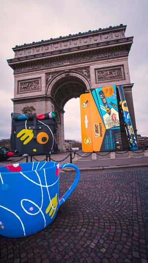 Giant Installations at Arc de Triomphe in a fake-out-of-home ad of BIC