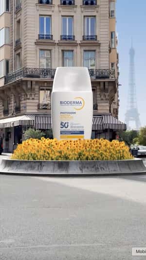 Giant Sunscreen Withstands Season Changes in a fake-out-of-home ad of Bioderma 