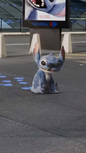 Stitch Comes Alive at Carrefour in a fake-out-of-home ad of Disney Movies Fans Club